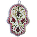 White Pomegranates Small Embroidered Chamsa