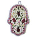 Red Pomegranates Large Embroidered Chamsa