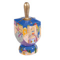 Light Blue Jerusalem Dreidel + Stand