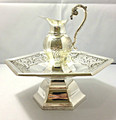 Silver Dipped Mayim Acharonim with floral motif (Hexagon Shaped)