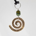 Brass Stamped Spiral, Lampwork Bead & Sterling Silver Accents