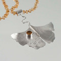 Citrine and Sterling Silver Ginkgo Leaf Necklace