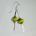 Lampwork Bead & Stamped Silver Dangle Earrings