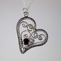 Garnet Almandite Silver Filagree Heart 