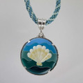 Enameled Cloisonné Shell  Kumihimo Braided Necklace