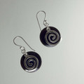 Enameled Disc with Sterling Silver Spiral Earrings
