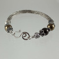 Bronze, Chocolate Swarovski Crystal Pearl Viking Knit Bracelet