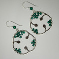 Emerald Green Vine Stering Silver Earrings