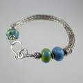 Turquoise Lampwork Bead Viking Knit Bracelet