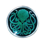 Aged Pewter Cthulhu Pin with green epoxy fill