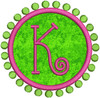 Small applique preppy circle & dots frame with a K from our #340 Doodle Font set.
