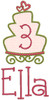 #3 Ella  - LG cake w/LG heart add-ons & #353 Doodle Font [the #3 was reduced by 15%]