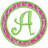 Our #148 CurlyQue Font was used in the small frame for the "A"