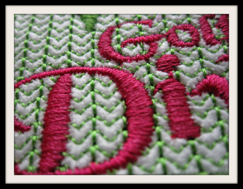 Close-up stitch out example