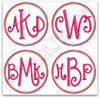 Examples of 3 Letter Monograms 
with the Double Satin Stitch Circle Frame