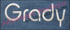 Sample stitched on denim