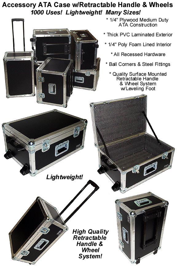 Accessory ATA Road Cases w/Retractable Handle & Wheels 6 Sizes