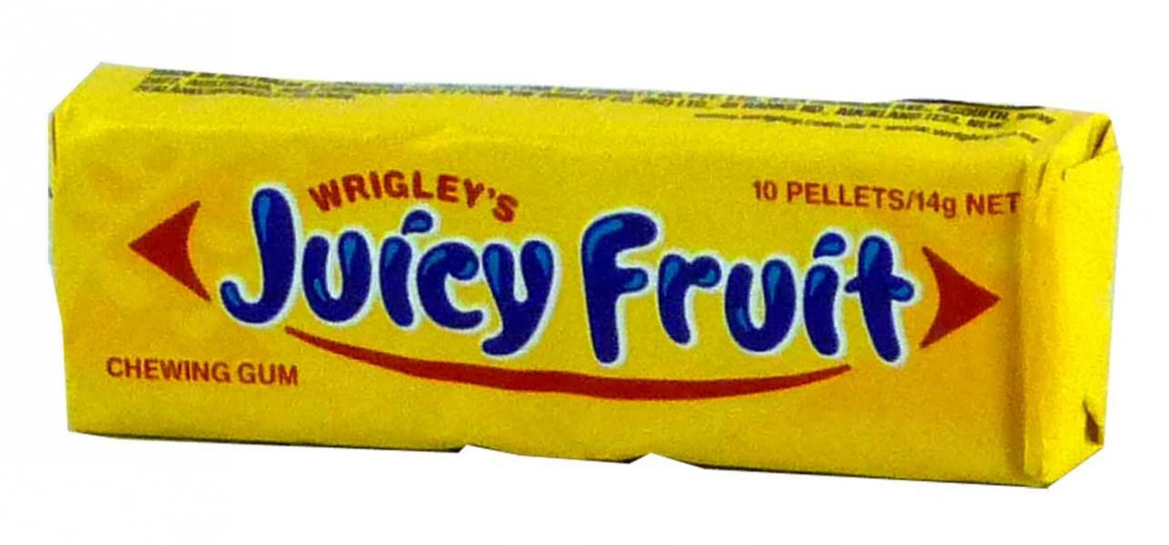 juicy fruit gum on kitchen table