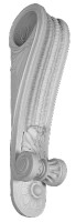 Tall and narrow corbel with drapery bracket hole.  Acanthus and beaded design