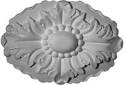 6 3/4 x 5" Rosette featuring acanthus leaf and beads in an oval shape