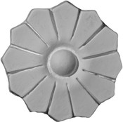 Applique- Round Rosette featuring simple petal pattern in cast plaster