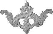 Applique with acanthus leaves and scrolls, a floral fleur de lis in cast plaster - Applique CRA119