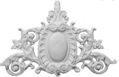 Applique CRA17 - Cast Plaster Oval Shield surrounded by ornate acanthus leaves