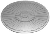 Oval cast plaster applique featuring concentric sunbursts