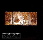 Set of four decorative appliques, unfinished cast plaster - CRA90