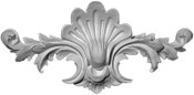 Applique CRA99. Plaster Applique featuring Acanthus Leaves, Scroll and Center Shell Shield or Emblem