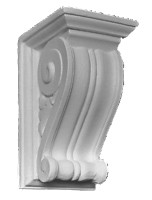 Classic grooved corbel bracket with scrolling bottom edge