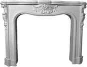 MT1002S, the smaller of two version of the same style cast stone mantel.  64" shelf length