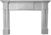 Decorative Cast Stone Mantel with centered shell and acanthus leaf styling