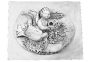 Winged Glory A1 cast plaster angel applique