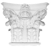 This cast column capital features acanthus leaves and small top volutes - rectangular