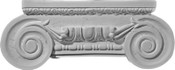 Cast capital with large volutes and detailed decoration