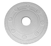 Featuring small wreaths and intricate grooves, this ceiling medallion works well with smaller chandeliers and ceiling fans.  17 1/4" diameter x1" depth