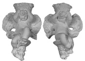 Set of two Cherub Brackets in cast plaster.  Decorative ornamentation