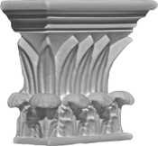 Temple of Winds cast plaster capital featuring pointed leaves and acanthus leaves.  Rectangular