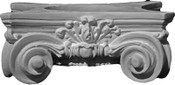 12" x 2" wide round capital, featuring small acanthus leaves, and larger corner volutes. Scamozzi