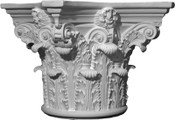 This round cast column capital features acanthus leaves and small top volutes