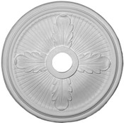 Ceiling Medallion features 4 Acanthus Leaves and Classic Grooves from the center.  22 1/2"