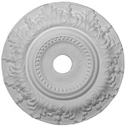 19" Medallion featuring lush acanthus leaves and a beaded central ring