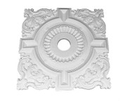 20 1/2" Square with elaborate scrolling and line patterns