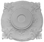 20 1/2" Square with elaborate acanthus leaf and scrolling patterns. Square and Round details