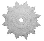 Elaborate and pointed Acanthus leaf details surrounding a central starburst.  Beaded center