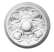 Angels in the Round, alternating with Acanthus Leaves are featured in this medallion