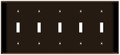 (WS5BRN) Toggle Switch Wall Plate 5-Gang Brown