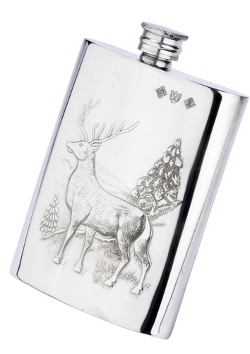 English Pewter Stag Flask 6oz