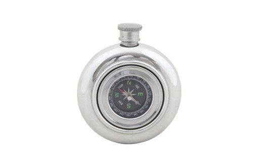English Pewter 6oz Working Compass Flask